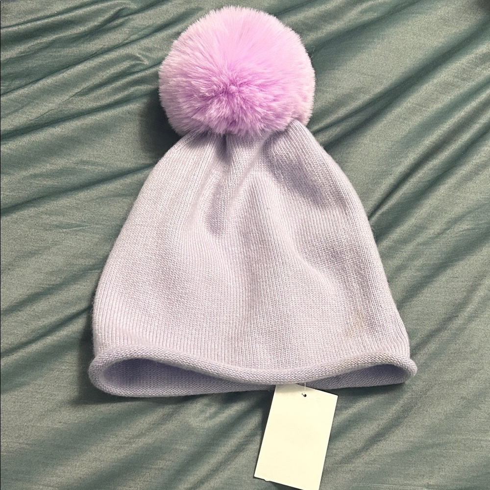 NEW π Norla Canada Womenβs Lilac Pom-Pom Beanie Handmade in Canada one size